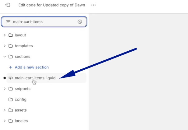 Find main cart items file for quantity edit